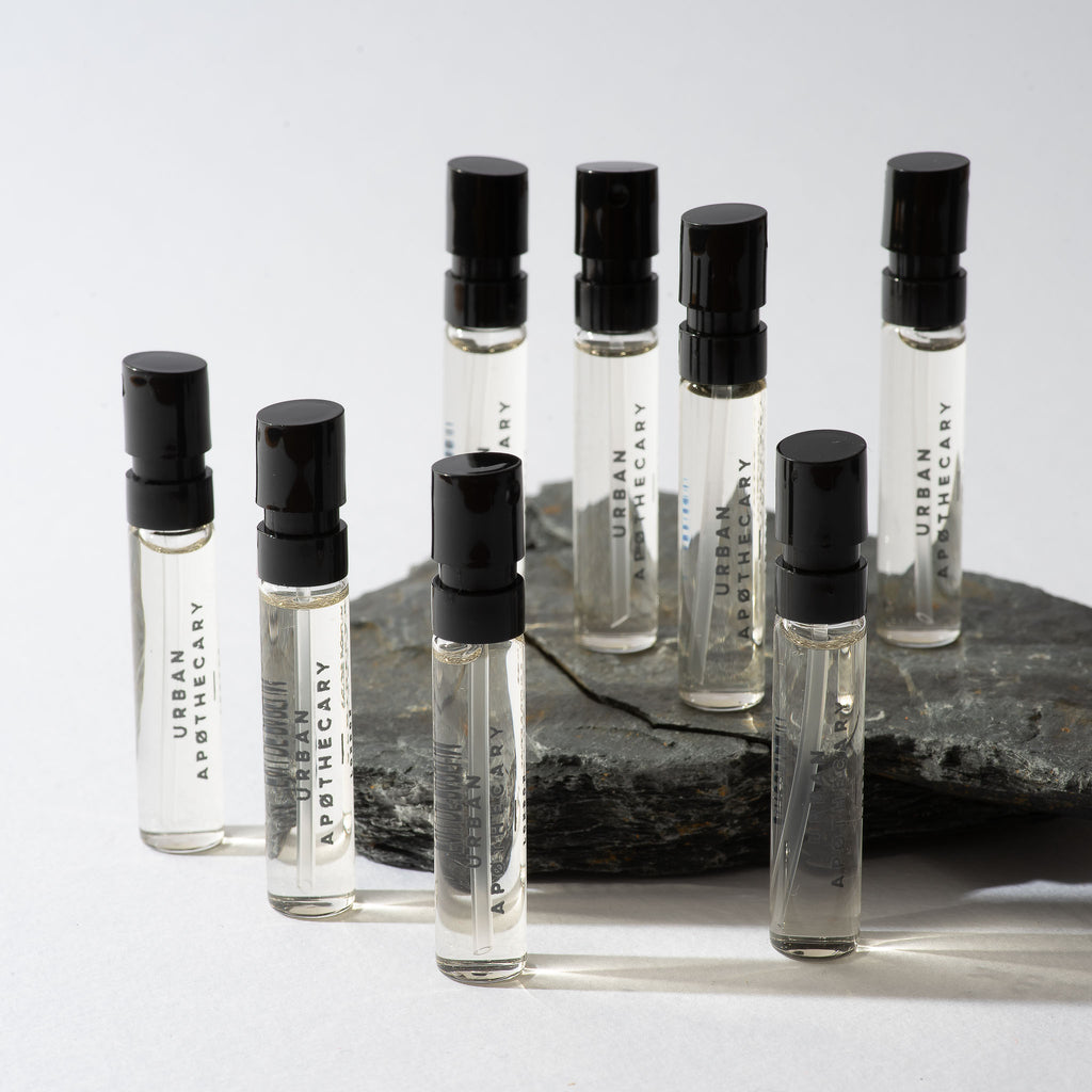 Urban Apothecary's eight samples of perfumes, available in the Eau de Parfum Sample Collection.